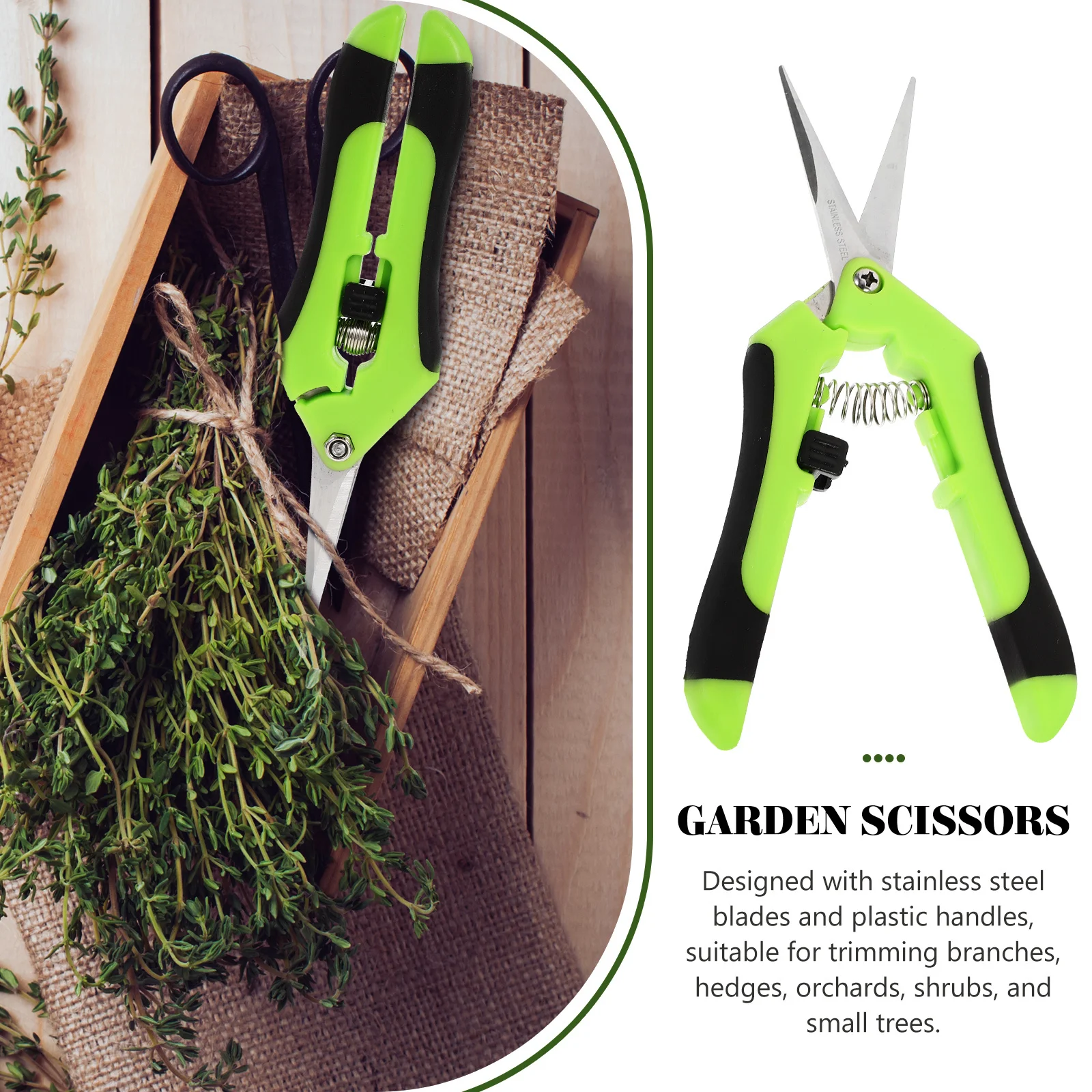 2 Stück Gartenschere, Edelstahlklingen, Kunststoffgriff, tragbares professionelles Gartengerät für Zweige, Hecken