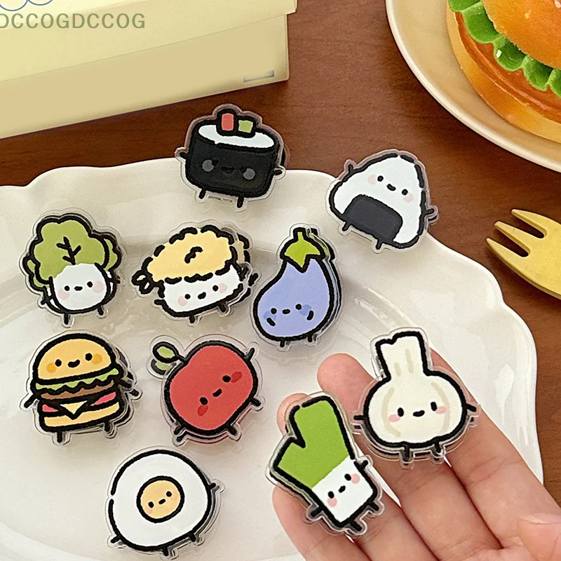 1 ペアクリエイティブ食品野菜付箋クリップ漫画イン高額面両面アクリル PP クリップ試験紙フォルダー