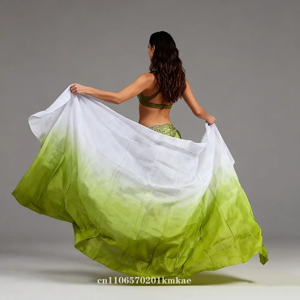 100% 실크 벨리댄스 베일 맞춤 수제 염색 스카프 숄 공연 소품 액세서리 신상품 개인 맞춤 가능