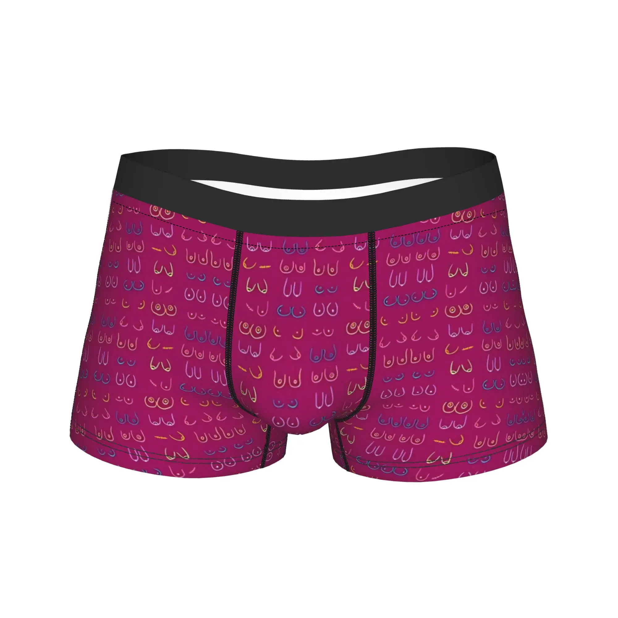 

BOOBIES PASTEL PATTERN PINK Boxer Brief Underwear High Quality Males Breathable Boxershorts Printing Large Size Underpants