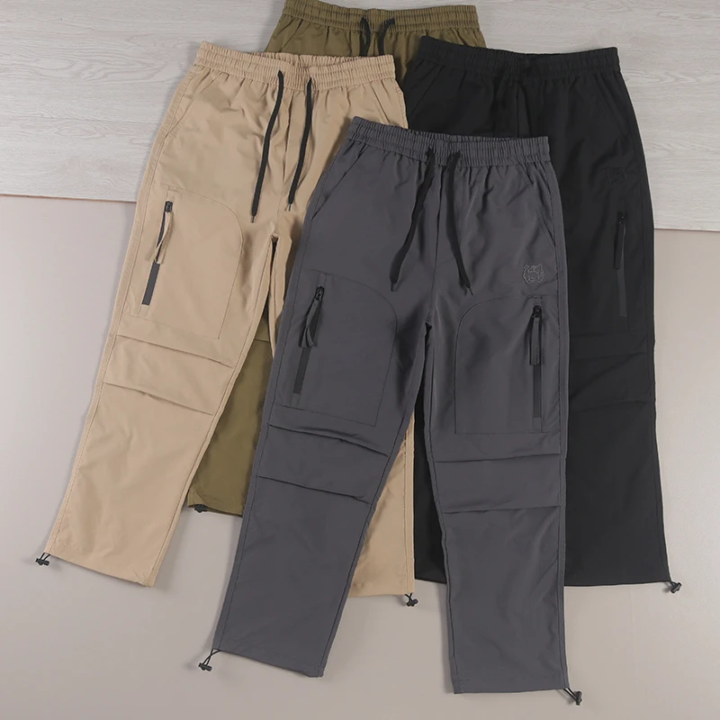 

Уличная пригородная спецодежда, повседневные брюки, мужские длинные брюки, модные прямые брюки, многоэтажные, с эластичной резинкой на талии, водонепроницаемые