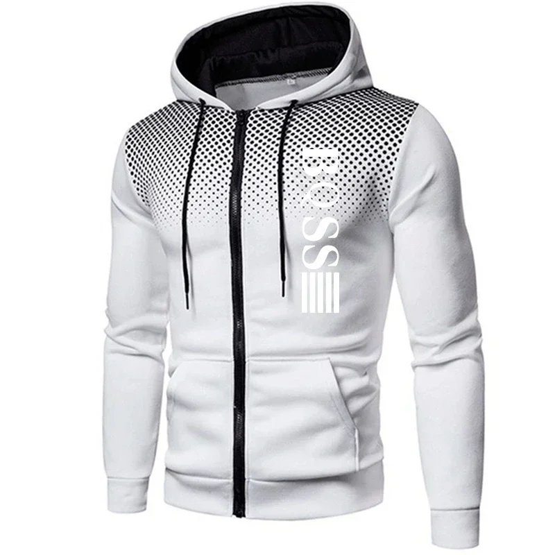 Mens Tracksuits Casual Sweatpants Printing Zipper Hooded Sweatshirt fashion Versatile Coat Outdoors Jogging Sports Clothing