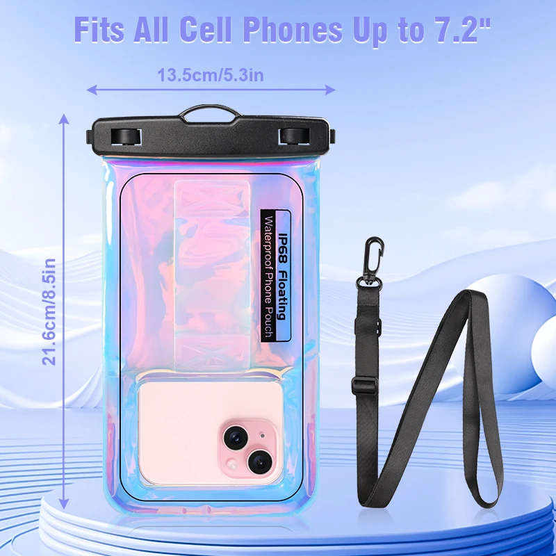 HAISSKY New Laser Float Waterproof Phone Pouch  For iPhone 16 15 14 13 12 11 Pro Max 15 Plus Universal Swimming Storage Bag Case