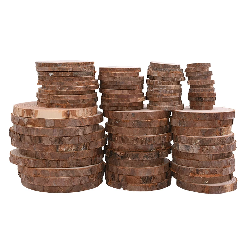1 قطعة-10 قطعة 3-12 سنتيمتر الصنوبر الطبيعي جولة لم تنته شرائح الخشب الدوائر سجل أقراص دهان داي ريفي حفل زفاف الحرف الخشبية #5