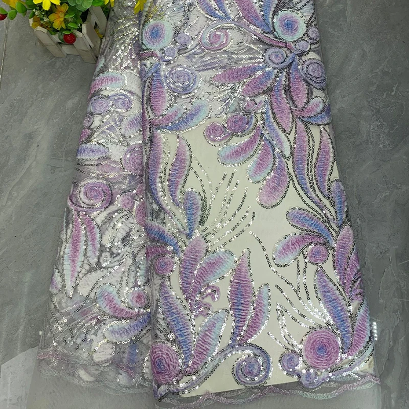 

1yard Laser-Embroidered Beaded Mesh Fabric European and American Style Dresses Women's Formal Wear DIY Sewing Fabric