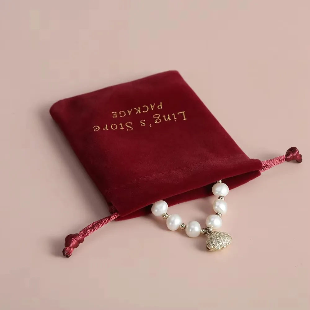 

50 шт., винно-красный плотный бархатный устойчивый к царапинам чехол для ювелирных изделий для свадьбы, сумка для конфет, рождественская вечеринка, органайзер с логотипом, посылка