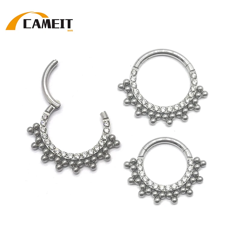 G23 titanium nose ring earrings zircon men's and women's diy piercing jewelry high-grade seamless ring nose