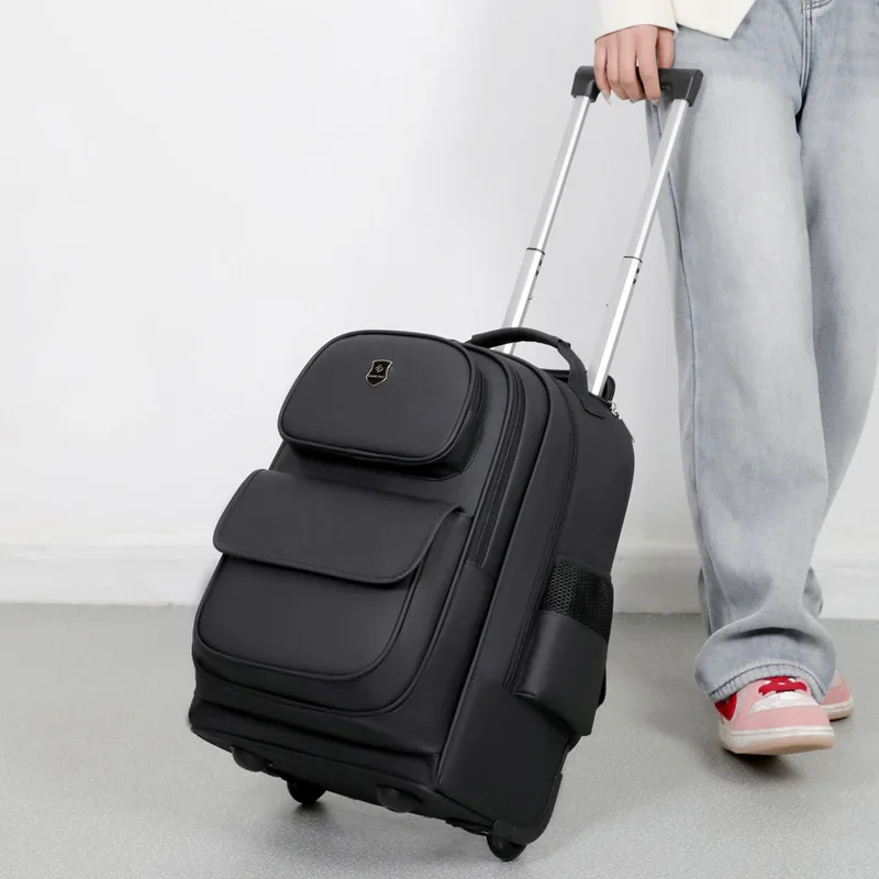 Multi-functional fashion trolley travel bag pull rod large capacity backpack with wheel outdoor leisure suitcase student luggage