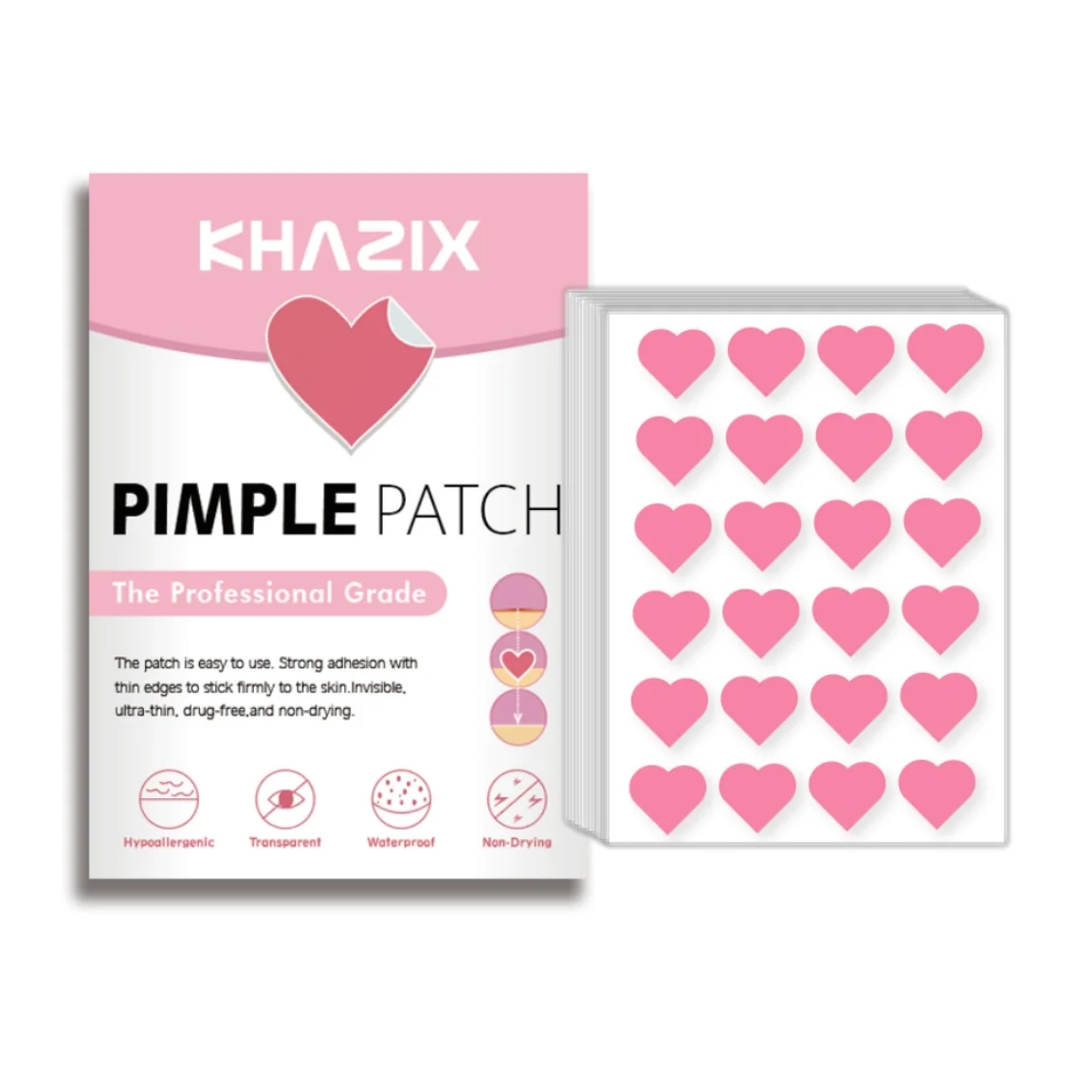 

120PCS heart-shaped acne patches, spot covering liquid, fast and effective, gentle, waterproof, odorless