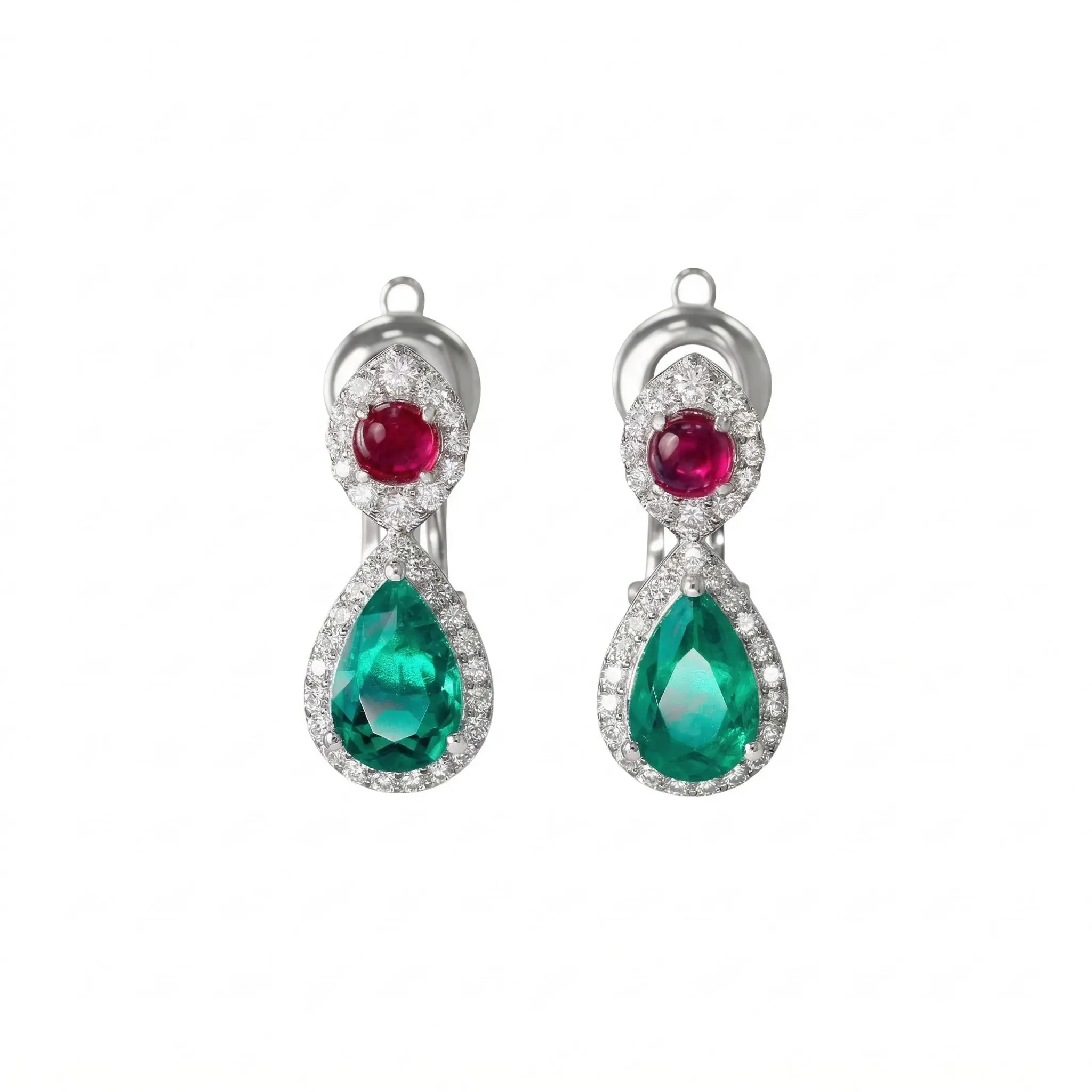 

Exquisite 925 Sterling Silver Drop Earrings Artificial Pear Emeral May Birthstone Fine Jewelry for Women's Banquet Easter Gift