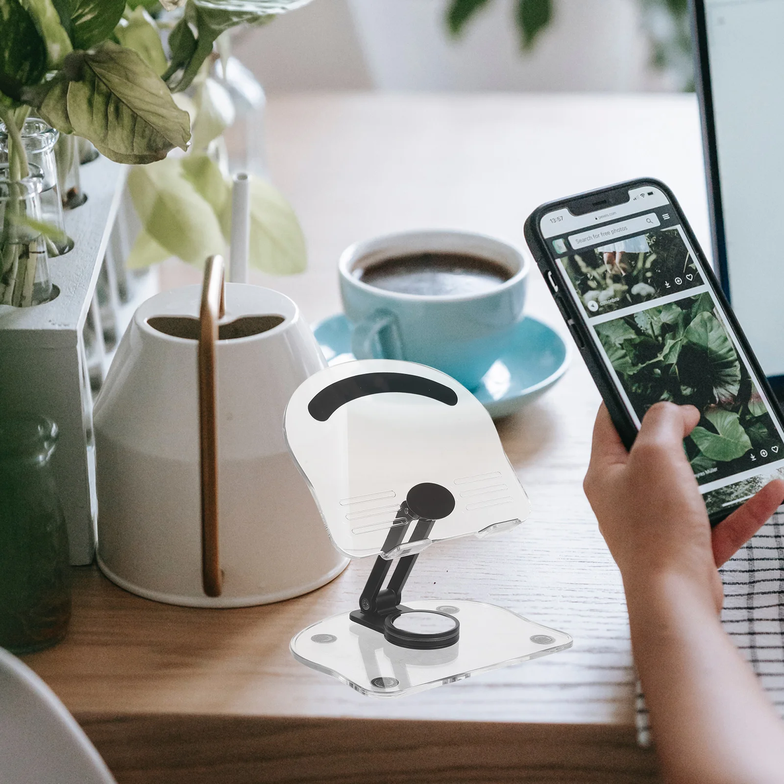 

Adjustable Acrylic Tablet Stand for Desk Phone Holder Multi-Angle Non-Slip Computer Stand for Office Home Kitchen Video Viewing