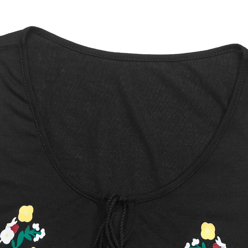 女性用 ブラック ノースリーブ クルーネック 花柄 刺繍 ミディドレス 夏 ボヘミアン カジュアル パーティー ファッション ルーズフィット