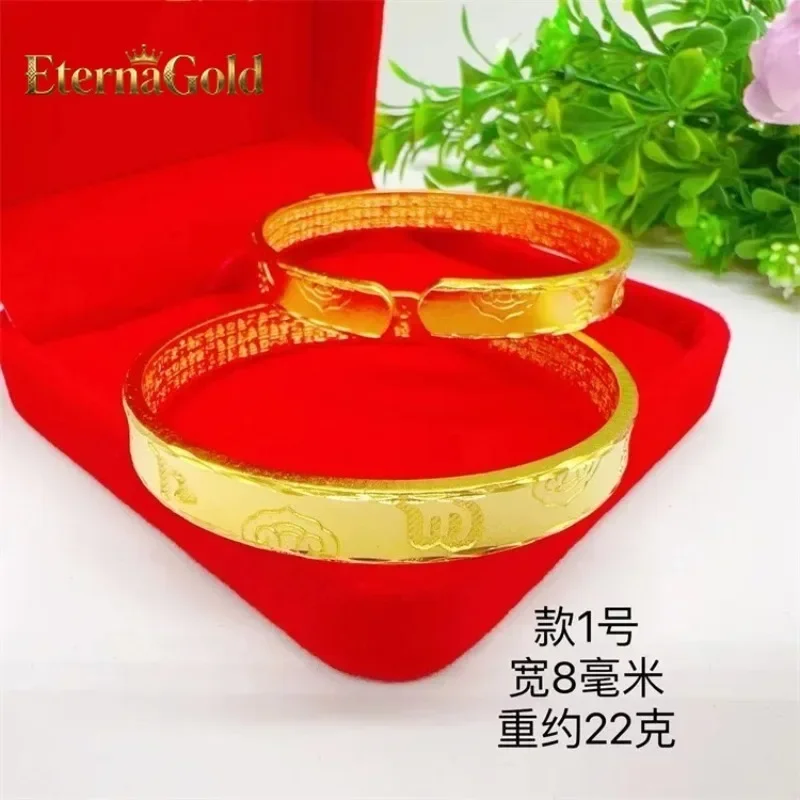 

EternaGold 9999 genuine 24K ancient hammer fashion bracelet open bracelet