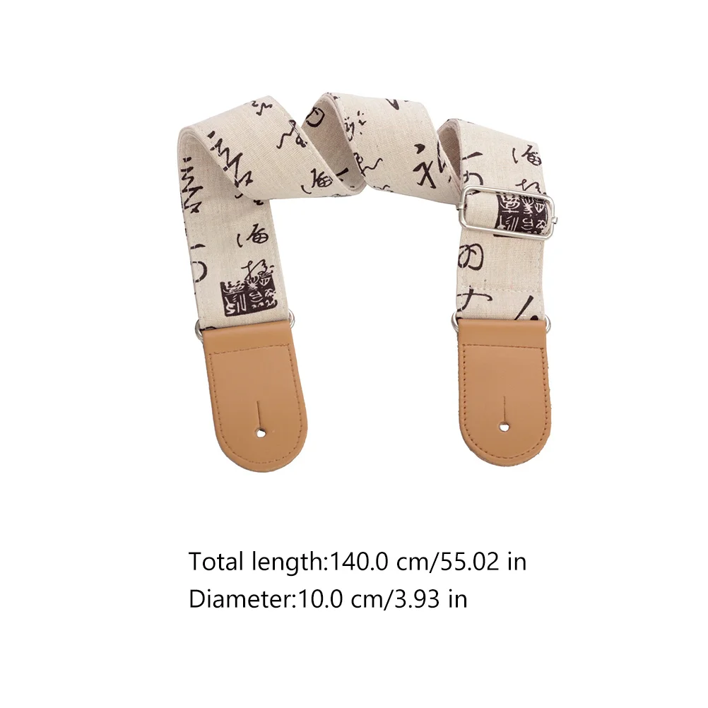 Sangle de guitare en coton et lin, tête Double couche réglable de Style chinois, Durable pour accessoires de guitare électrique basse