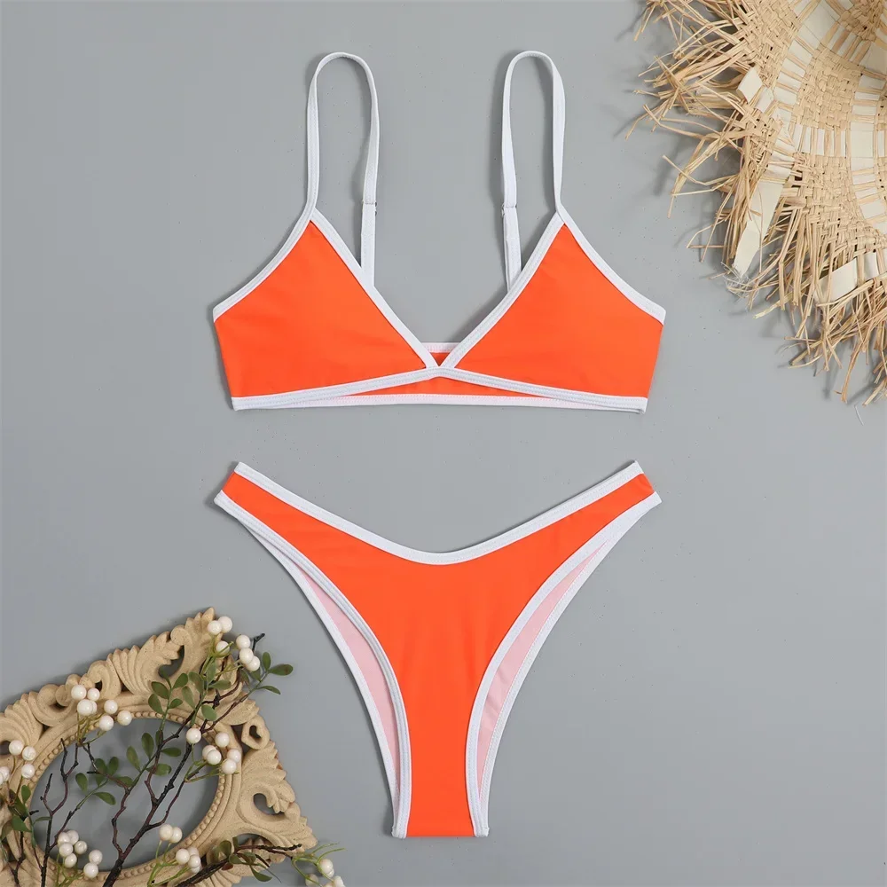 Y2K Bordered Bikini Thong Swimsuit Sexy Triangle Swimwear Two Piece Women Micro Bikinis Sets Beach Bathing Suit Traje Bano Mujer