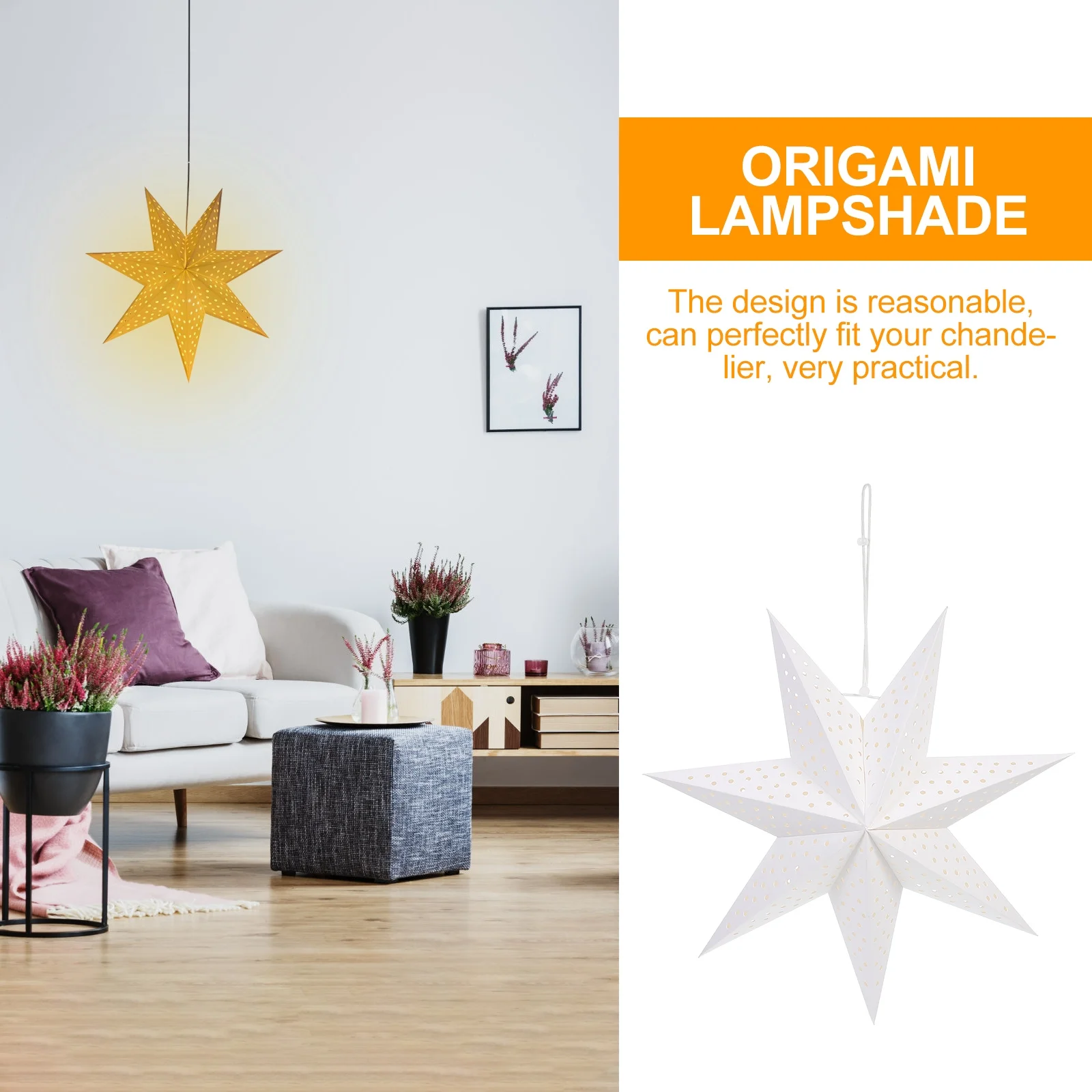 

3Pcs Stars Lampshade Artistic Foldable Christmas Style Hanging Lamp Cover Decorative Light Shade Home Lighting Accessory