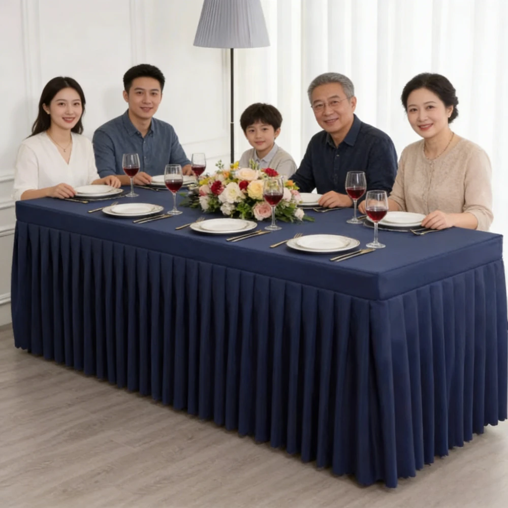 1PC Rectangle Table Skirt Polyester Fitted Tables Cover Solid Color Cloth for Multiple Size Table with Skirt Tablecloth Скатерть