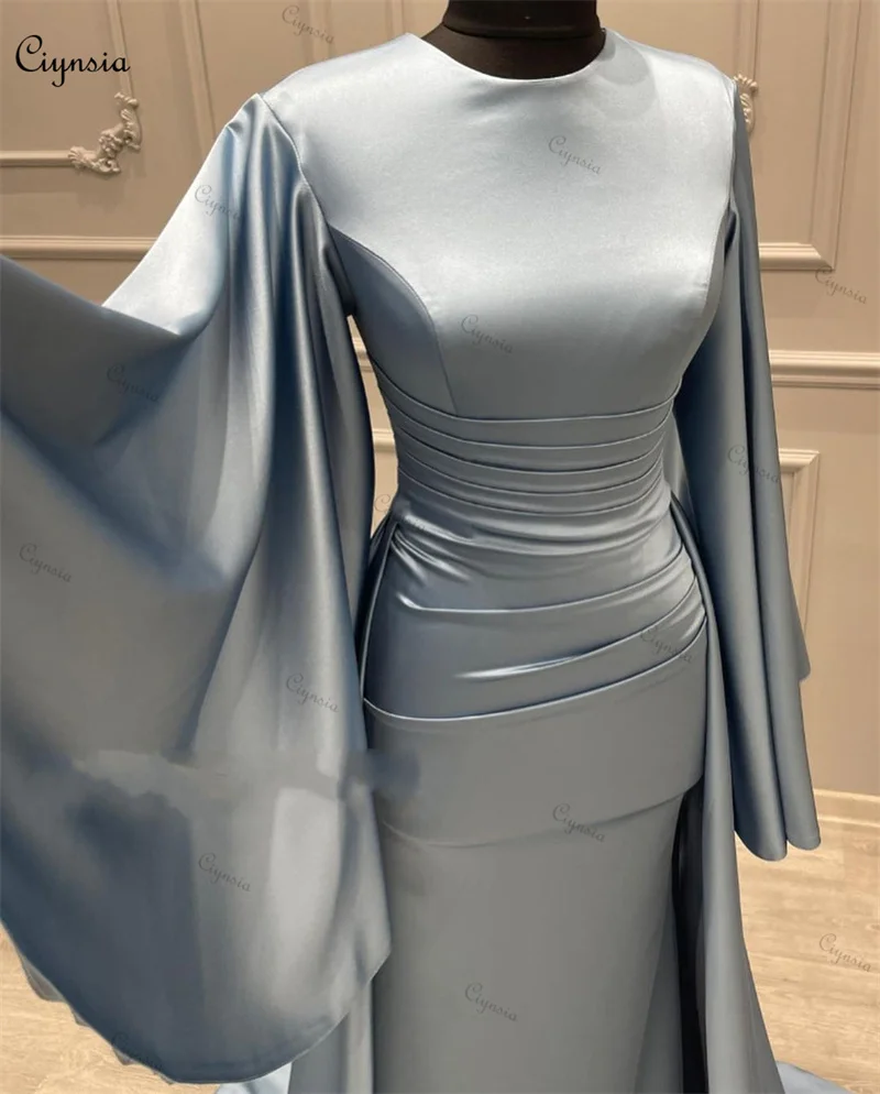 Ciynsia Dubai Arabic Long Sleeves Evening Gowns for Women Muslim Formal Prom Wedding Party Dress 2024 Mermaid Vestidos De Noche