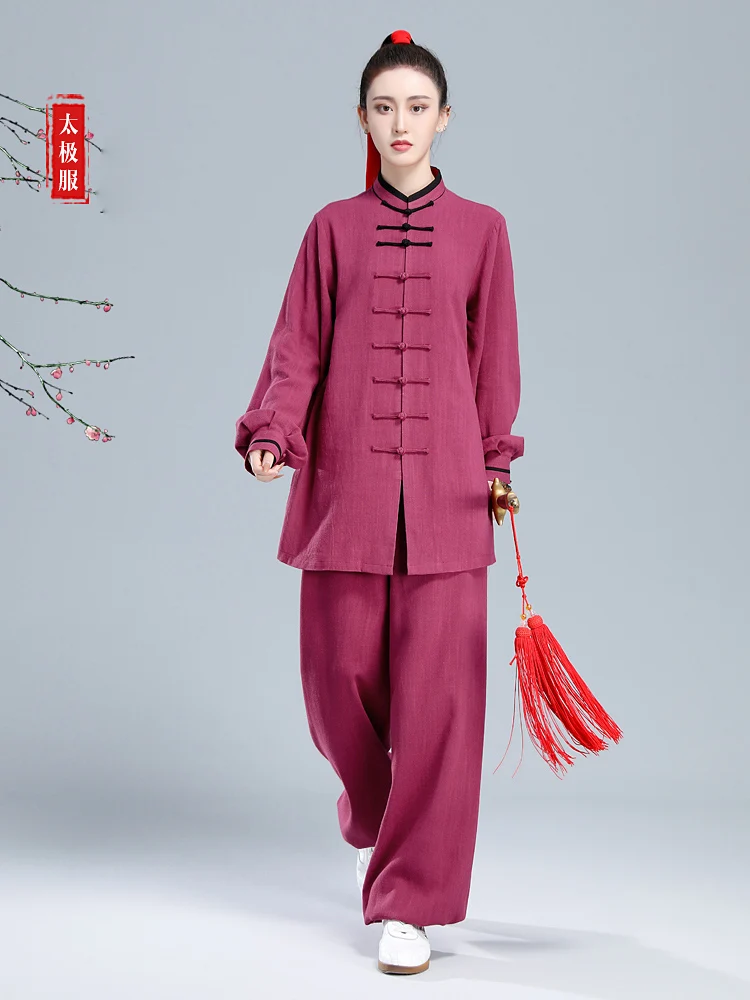 New Women's Linen Cotton Tai Chi Suit, Chinese Style Multi-Color Uniform for Spring/Autumn Martial Arts Performance & Practice