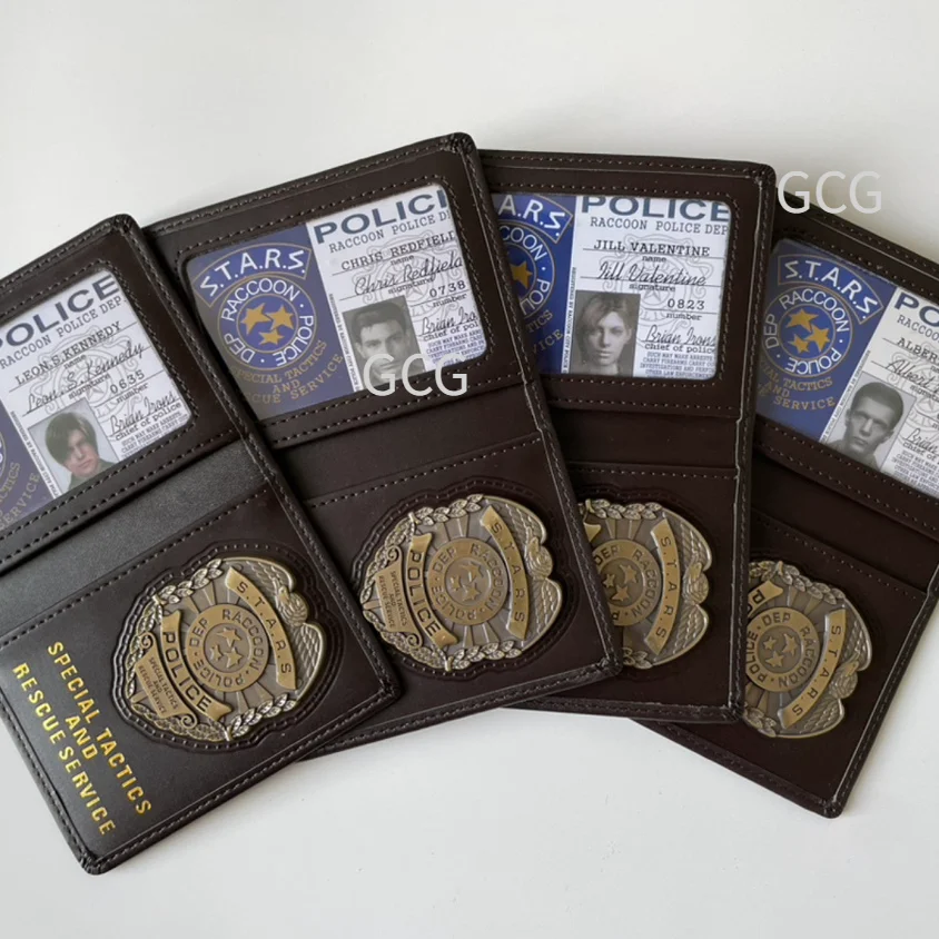 Resident Evil Leon Chris Jill Ada Rebecca Metal Badge ID S.T.A.R.S. Police Badge Case With Customizable Cosplay Accessories