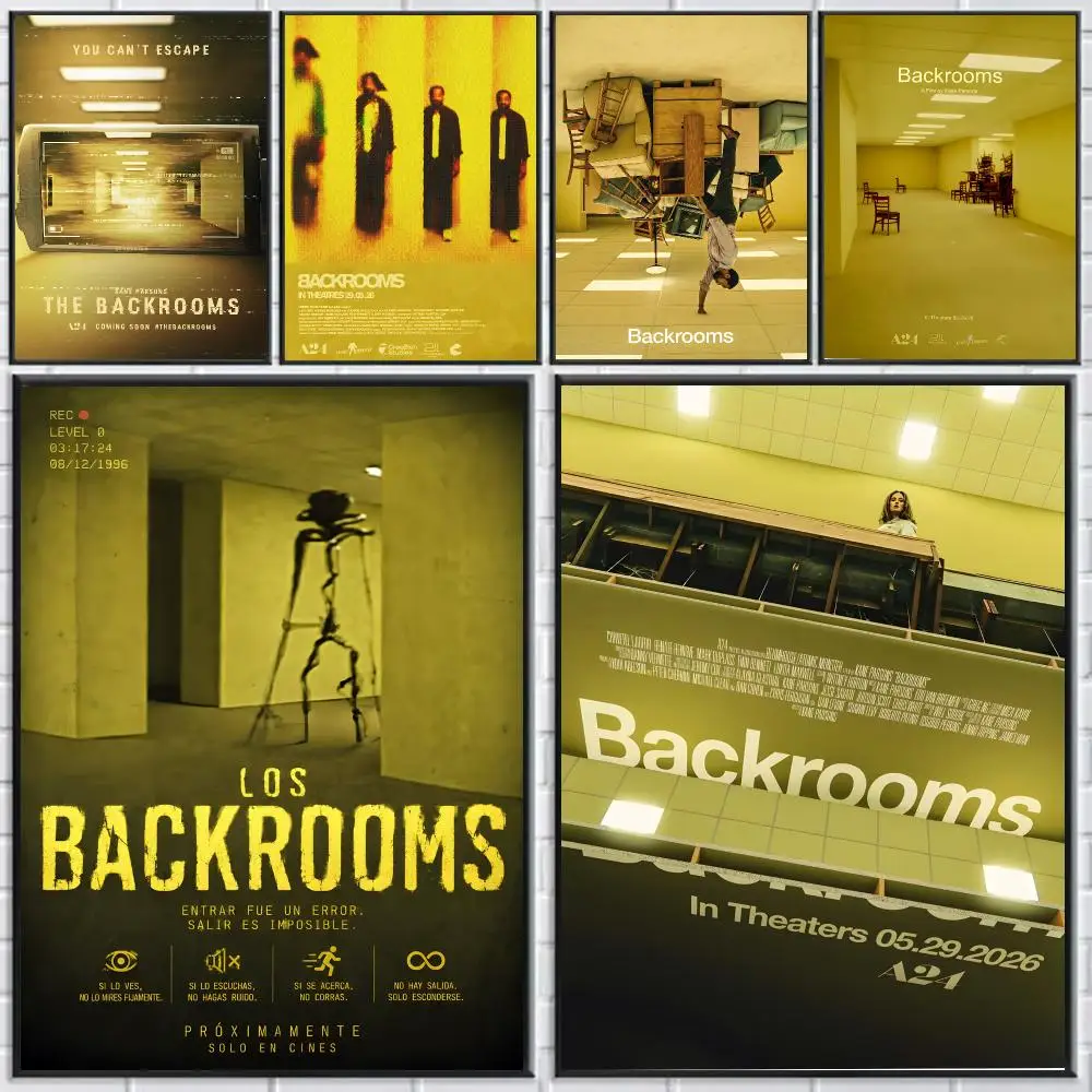 Movie Backrooms Poster HD Art Sticker Self Adhesive For Playroom Bedroom Hallway Home Wall Art Decor Gift