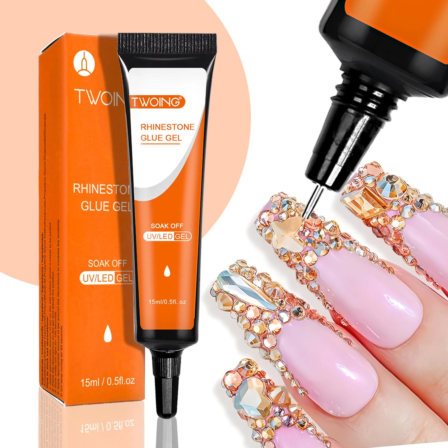 15mL Gel Nail Glue for Rhinestones for Nails Super Adhesive NO Wipe Nail Gem Glue for Nail Crystals Beads Diamonds Sticker 3D