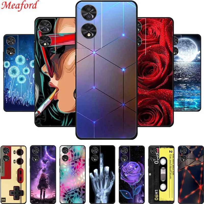 For TCL 50 SE Case Popular Picture Black Silicone Soft Back Cover Case For TCL 50 SE Phone Case Cover 50SE 6.78