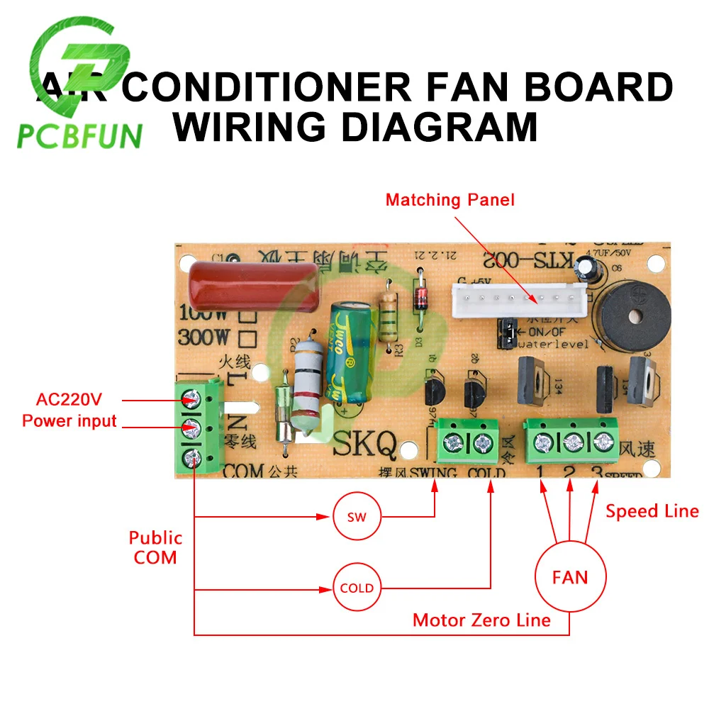 Air Conditioning Fan Electric Fan Universal Motherboard Circuit Board with Remote Control 300W AC 110--220V 50/60HZ