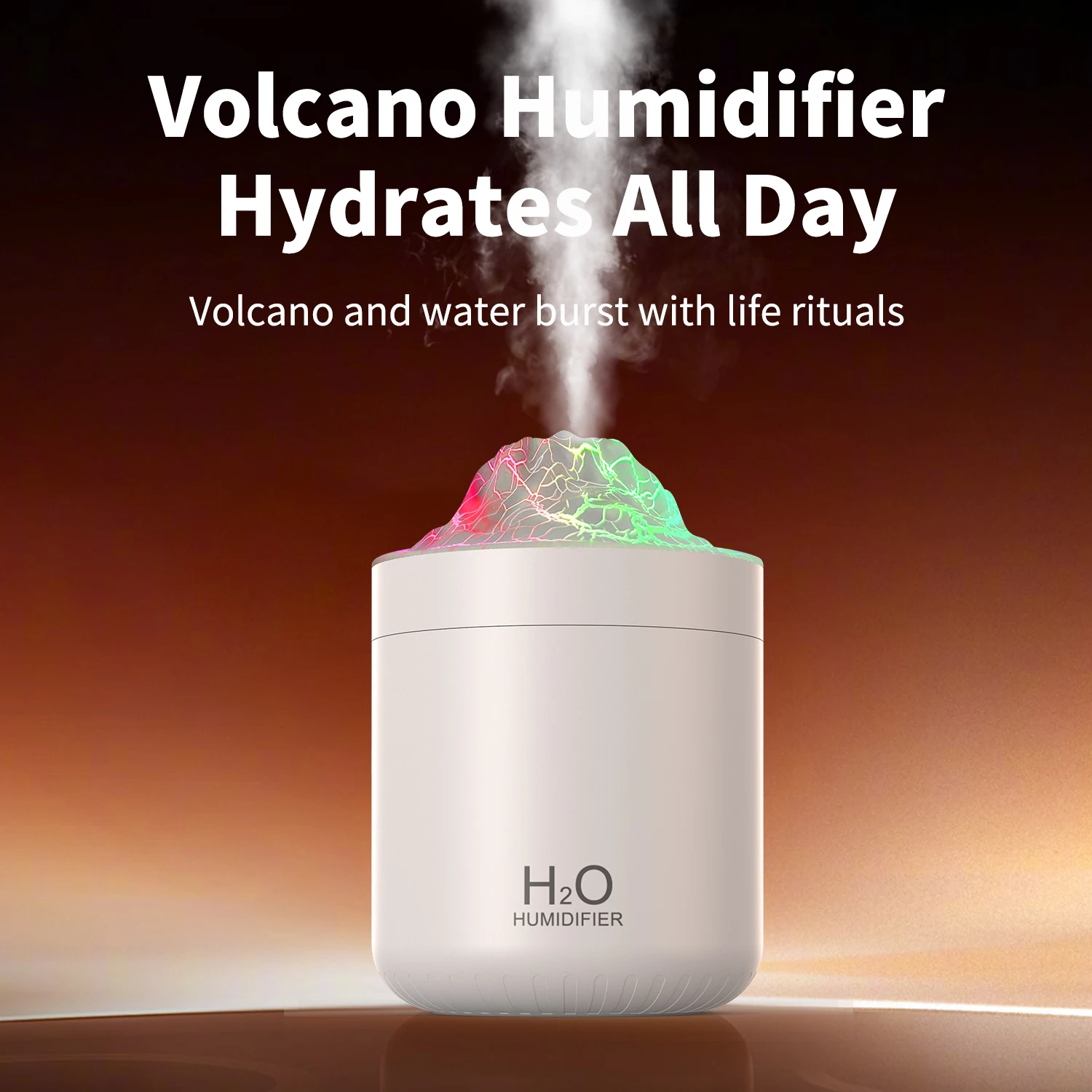 

2024 New 500ml Aroma Diffuser Volcanic Humidifier Diffuser Essential Oils Air Humidifier with 7 Colorful Lights for Home Office