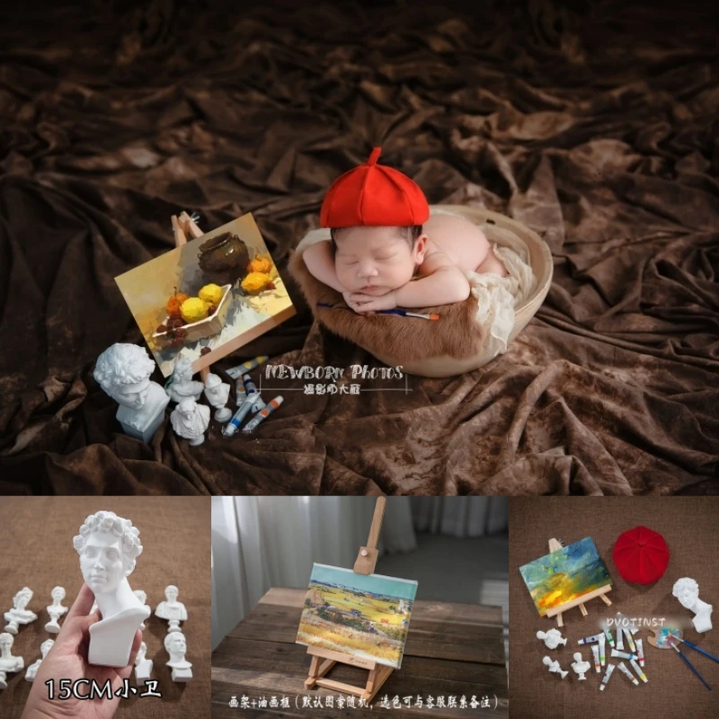 

Реквизит для фотосъемки новорожденных, ящик для рисования, набор цветных тарелок для художника, аксессуары для фотосъемки, реквизит для фотосессии в студии