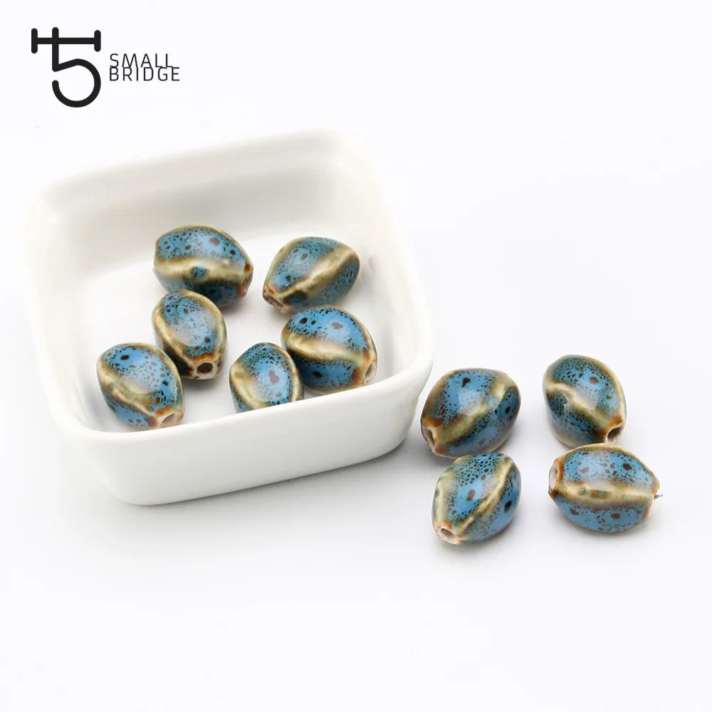 15mm 10pcs Flower Glaze Ceramic Porcelain Beads Jewelry Accessories Diy Bracelet Wholesale Beads For Jewelry Making T101
