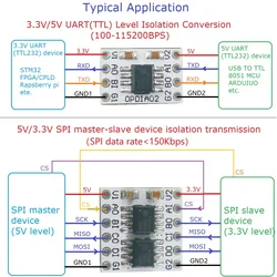 DC 3.3V 5V 2-8CH Digital Isolation Communication Module 150Kbps TTL LvTTL Level Converter for UART SPI IIC RS485 GPIO