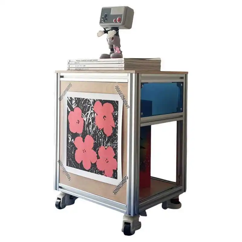 

Movable sofa edge aluminum profile coffee table retro solid wood sofa edge