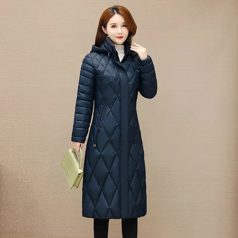 2024 New Winter Cotton-Padded Jacket Women Light Down Cotton Coats Long Jacket Supersize Female Detachable Hooded Parker Outwear