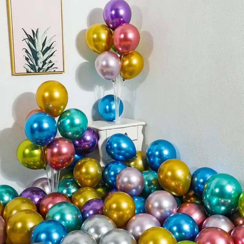 

10Pcs Metal Latex Balloons Christmas Baby Shower Balloons Wedding Halloween New Year Ball Shape Birthday Party Decorations