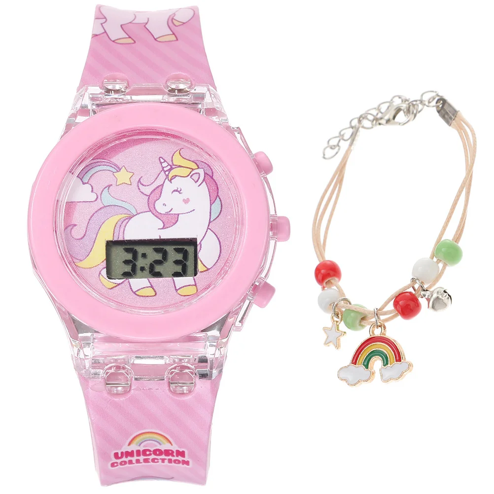 Decoración Unicornio Reloj Decorativo Niños Adorable Silicona Eléctrica Rosa Niños Portátil