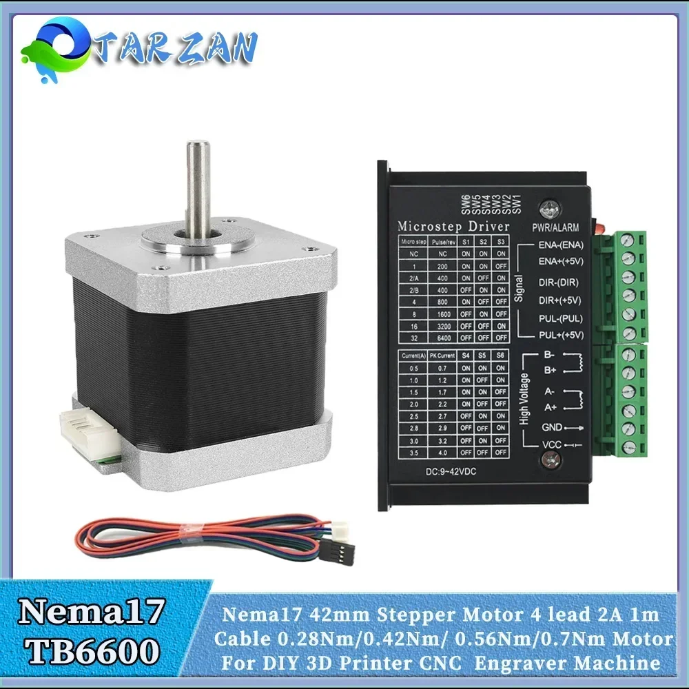 Nema17 42mm Stepper Motor 34/40/48/60mm Length 0.28/0.42/0.56/7Nm 2PH 5mm Output shaft For 3D Printer CNC Engraver Machine Tools