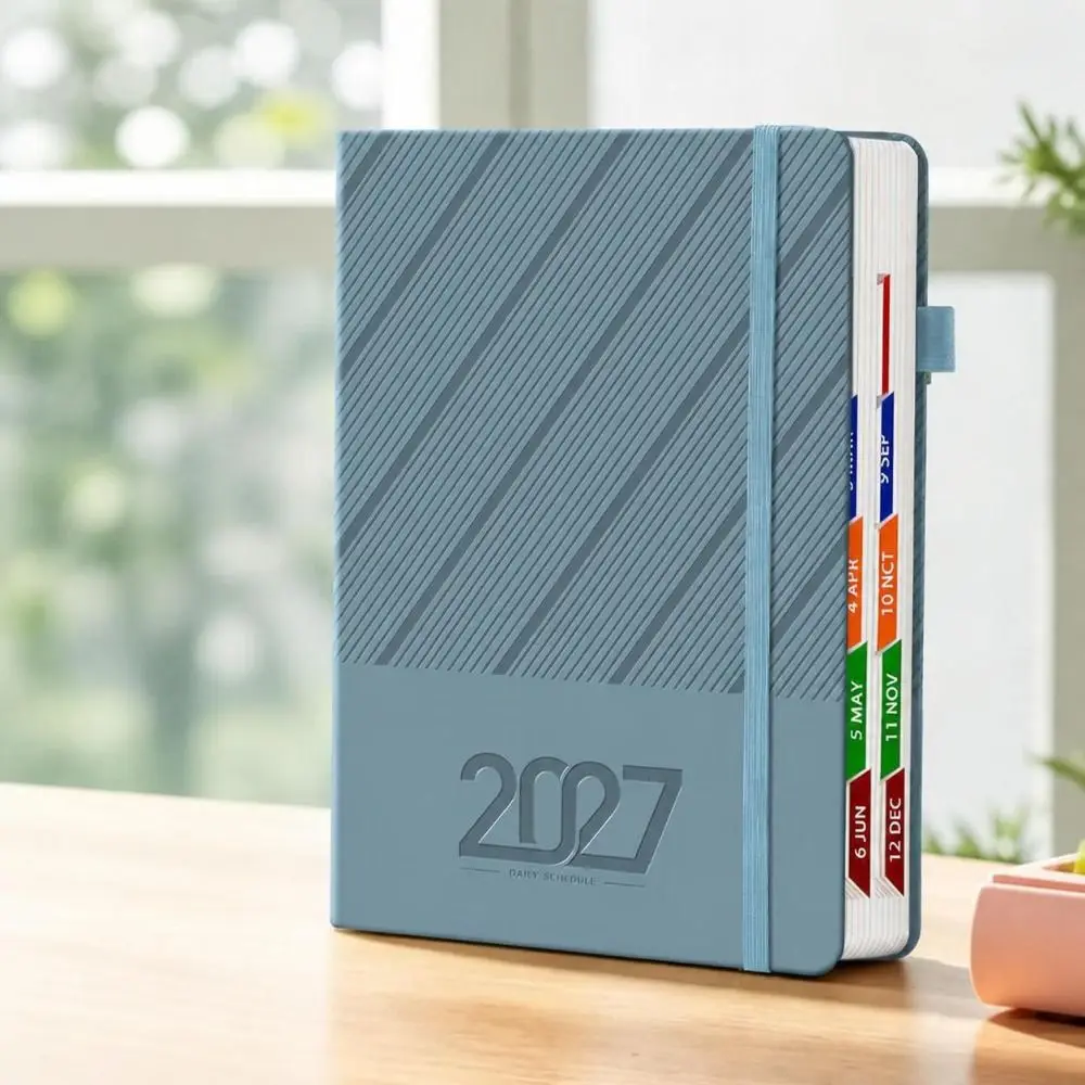 Portable A5 2027 Agenda Book To Do List Planner Reminder Schedule Book Textured PU Planner Notebook Office Supplies