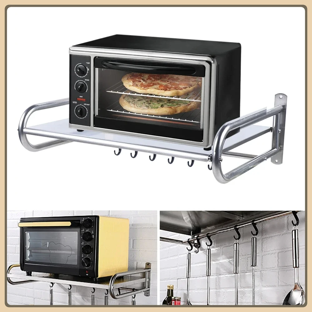 

Wall Mounted Microwave Oven Rack Kitchen Storage Holders Stainless Steel Material Universal Storage Rack Kitchen Accessories