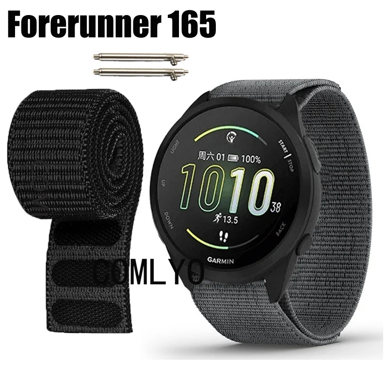 For Garmin Forerunner 165 Smart Watch Band Strap Hook&Look Nylon Belt Women Men Watchband