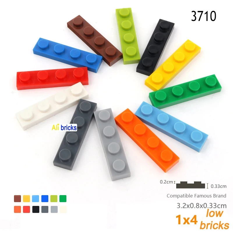 30pcsCompatible Assemblage Construction Toys 3710 1x4 Dots DIY Building Blocks Educational Creative Size Thin Figures Bricks Toy