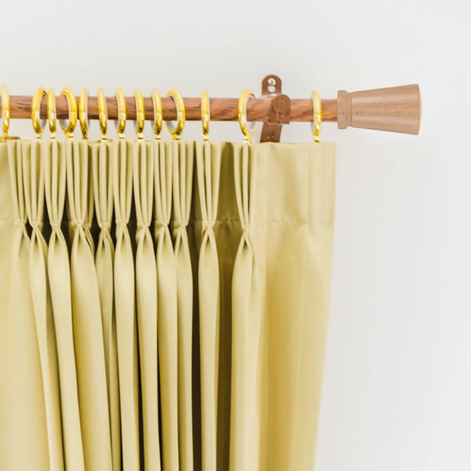 2Pcs Wooden Curtain Rod Finials Cone Shape Decorative End Caps Drapery Pole End Plug for 28Mm Window Curtain Rod Accessories