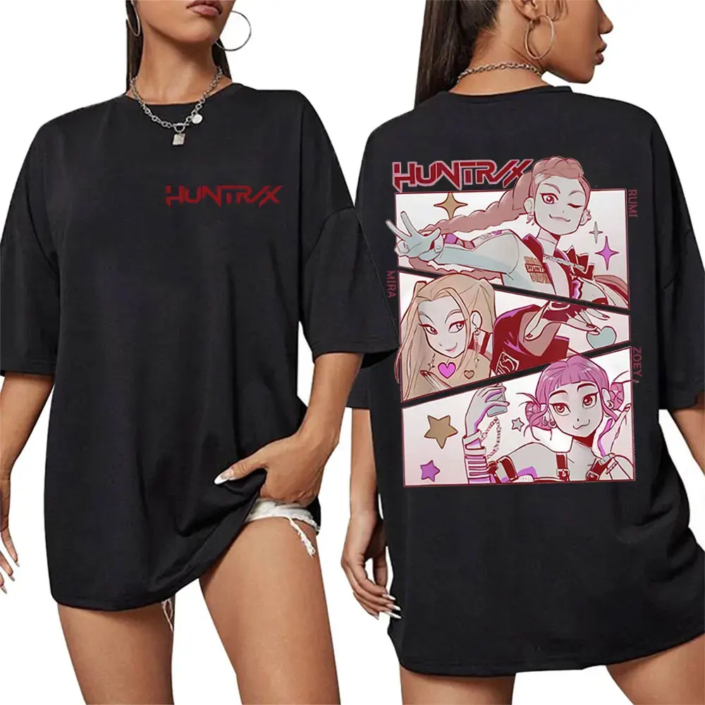 

K-pop Demon Hunters Rumi Mira Zpey 2025 Футболка с графическим рисунком для мужчин и женщин Harajuku Высококачественная хлопковая футболка большого размера Уличная одежда