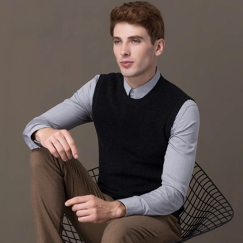

New Men's Wool Vest round Ne Svel Knitted Sweater Outerwear Trendy Autumn Faion Comfortable Fit Youth Sle
