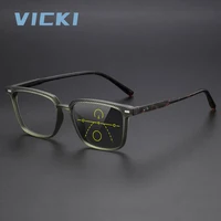 VICKI Gafas Retro cuadradas para hombres y mujeres, fotocromáticas, antiluz azul, gafas multifocales graduadas personalizables 72320