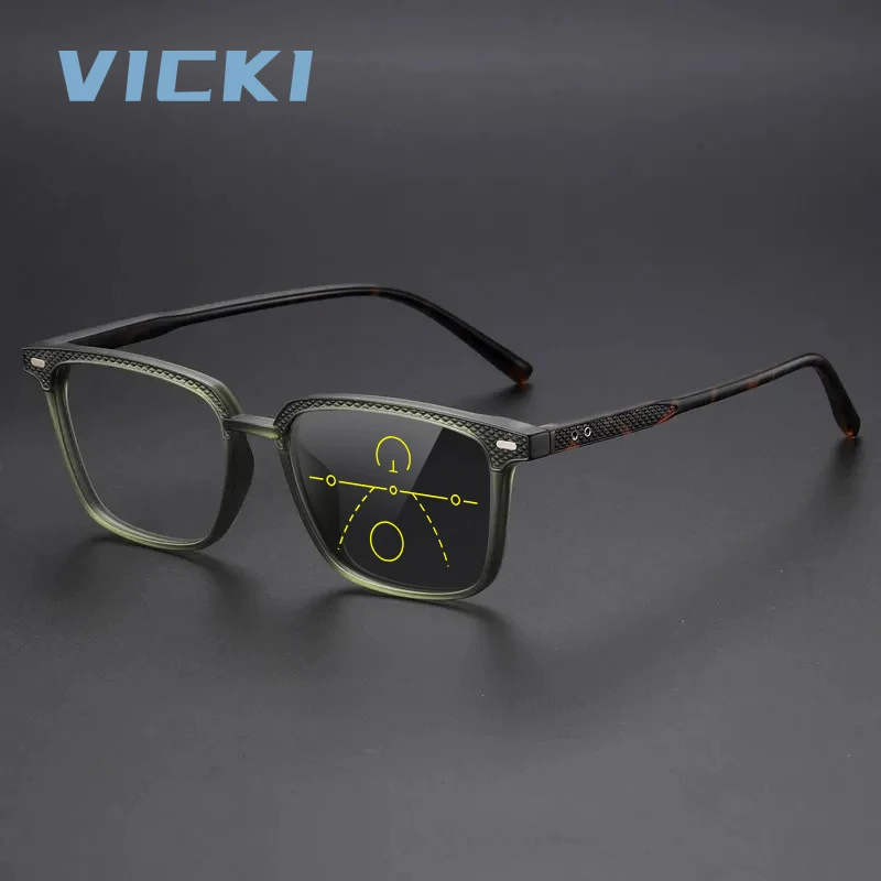 VICKI Square Retro Glasses for Men and Women, Photochromic, Anti-blue Light, Customizable Prescription Multifocal Glasses 72320
