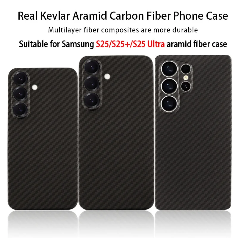 

Ultra Slim Fit Samsung S25 S25+ S25 Ultra Luxury Carbon Fiber Kevlar Phone Case Anti Shock Protective Cover