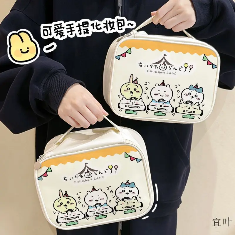 New Kawaii Cartoon Chiikawa Cosmetic Bag Large Capacity Toiletry Bag Travel Go Out Partition Compartment Portable Storage Bag