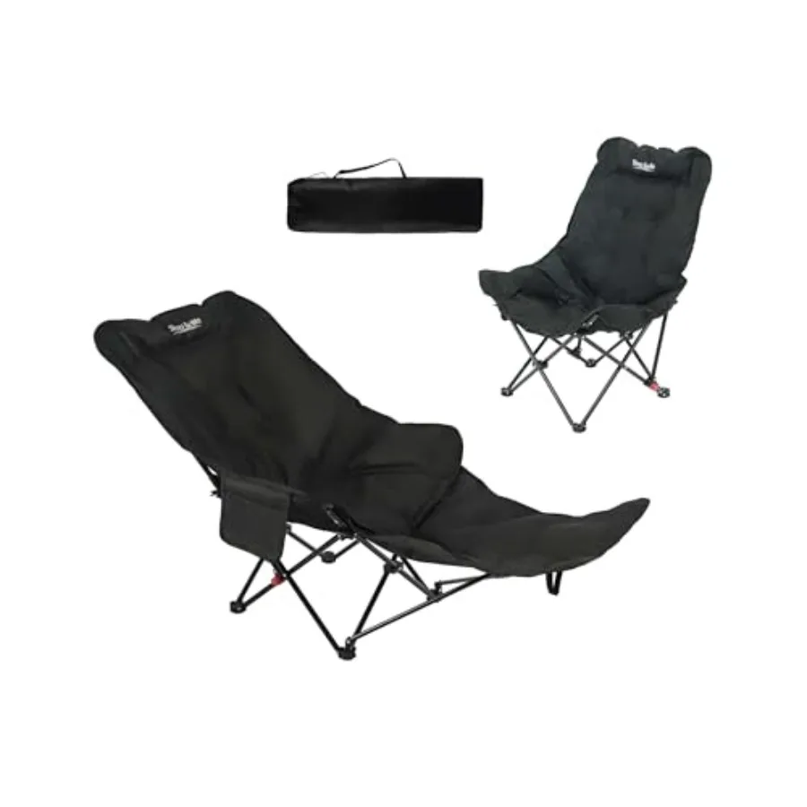 

Folding camping cot and chair for outdoor use, steel frame with gray polyester fabric, dual-purpose design with removable footr