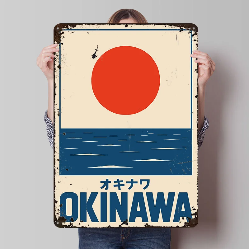 Okinawa Japan Travel Desk Decor Room Bedroom Decoration Gaming Vintage Metal Plate Decorations for Home Wall Art Ornaments House